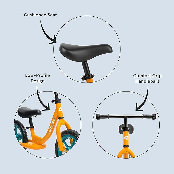 Retrospec Cub Toddler Balance Bike for Ages 18 Months - 3 Years - 12in No-Pedal Beginner Bicycle with Adjustable Seat, Puncture-Proof Tires & Safe Low Frame Design