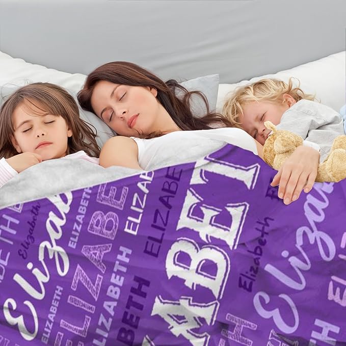 Ship Next Day, Personalized Baby Blanket with Name - Printed in USA, Custom Name Blanket for Boys Girls Kids, Customized Flannel Blankets Gifts for Teen Shower Toddlers Christmas Brithday