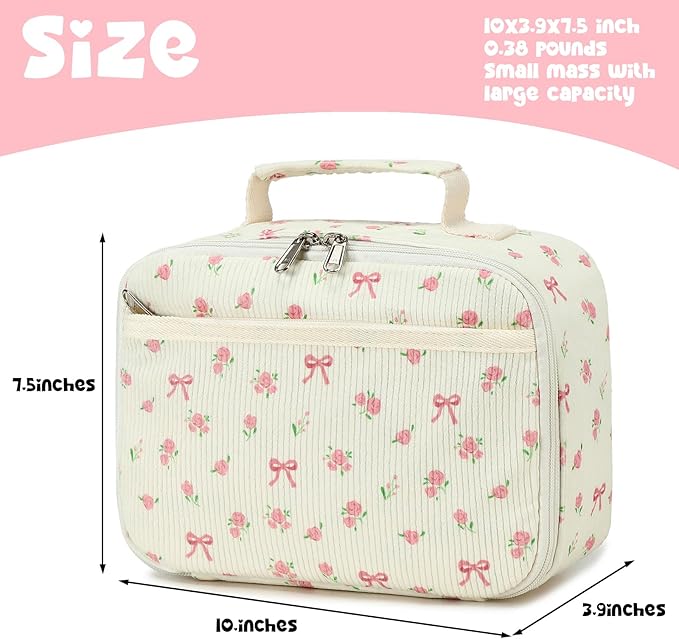 Bluboon Kids Girls Lunch Bag Insulated Lunch Box for school Corduroy Lunch Cooler Organizer School Kids Lunch Tote