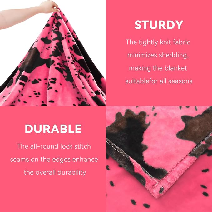 Hot Pink Blanket for Kids Lightweight Cute Soft Toddler Blanket for Girls Strawberry Pink Gifts Decor Stuff for Kids Girls Women Birthday