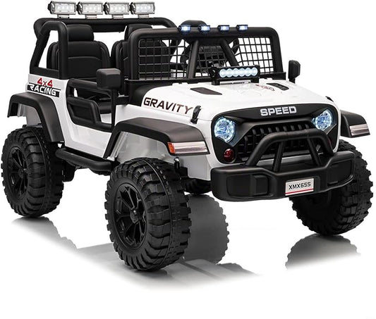 24V 2 Seater Kids Electric Truck with Parent Remote Control, 4WD Ride on Car for Toddlers & Kids 4-8, 100Min Battery, Dual Motor, All Terrain Electric Vehicle Gift for Boys Girls