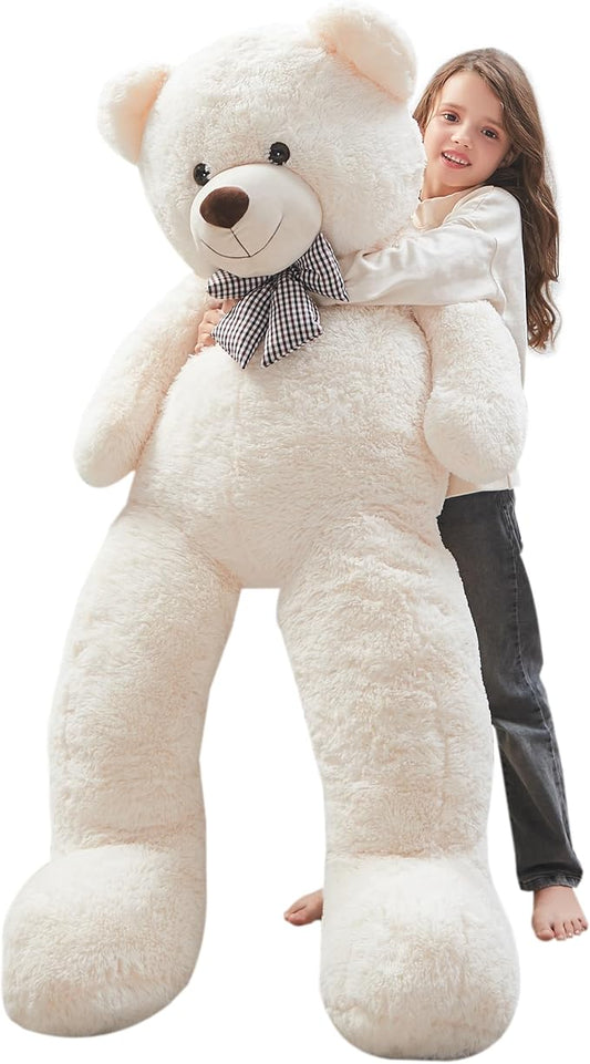 MorisMos Bow Tie Giant Teddy Bear, 55inch Large Big Teddy Bear Plush, Lifesize Stuffed Animals for Girlfriend, Boyfriend, White