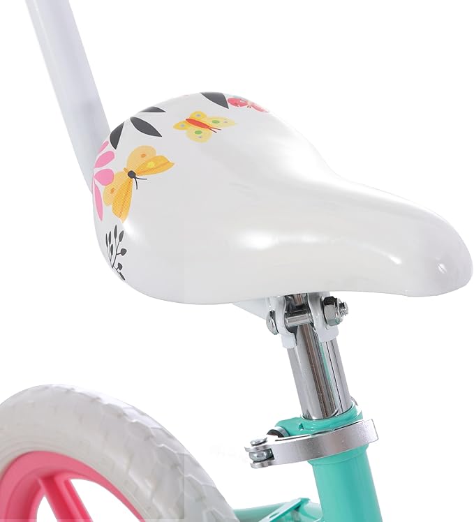 KEANO Voyager 10 12 Inch Kids Bike for Boys and Girls Ages 1-4 Years, Toddler Bike with Training Wheels & Basket, Detachable Parent Push Handle, Children Bicycle