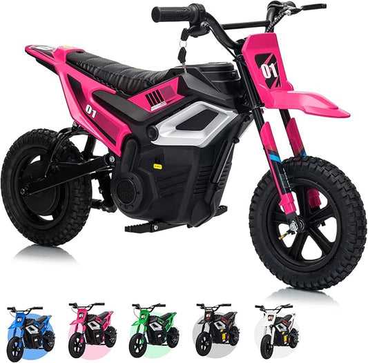 24V Electric Dirt Bike for Kids, 350w Electric Motorcycle for Kids - Up to 13.67Mile/h Long-Range, Ride on Motorcycle with Rear Wheel Suspension, 12 Miles Range, Twist Grip Throttle, Rubber Tire