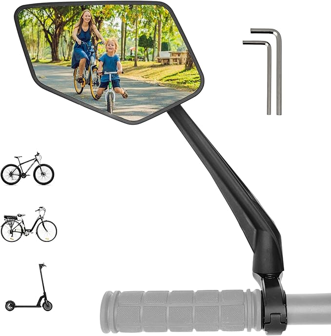 REEZER RS1 - Handlebar Bike mirror, 360° rotatable & foldable, large field of vision, Bicycle rearview mirrors, 0,86" to 1", Reflective - LEFT