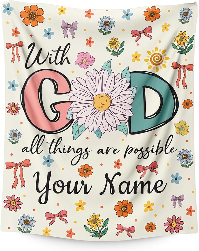 Personalized Blanket for Women Girls, Christian Throw Blanket Gifts for Kids Teens Adults, 50"x60" Cute Custom Flannel Blankets Gift Flannel Lightweight Warm Throws for Couch Sofa Bed Decor