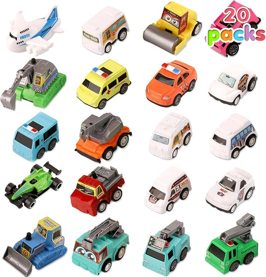 20 PCS Pull Back City Die-Cast Cars Trucks Vehicles Toy Stocking Stuffers for Toddlers Kids Grandkids Party Favor Goodie Bags Stuffers for Kids Christmas Birthday Gifts (20 Pack)