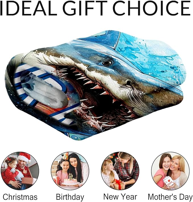 Personalized Shark Blanket for Boys - Teens Custom Shark Blankets Plush Cozy Flannel Throws Gifts for Crib & Room