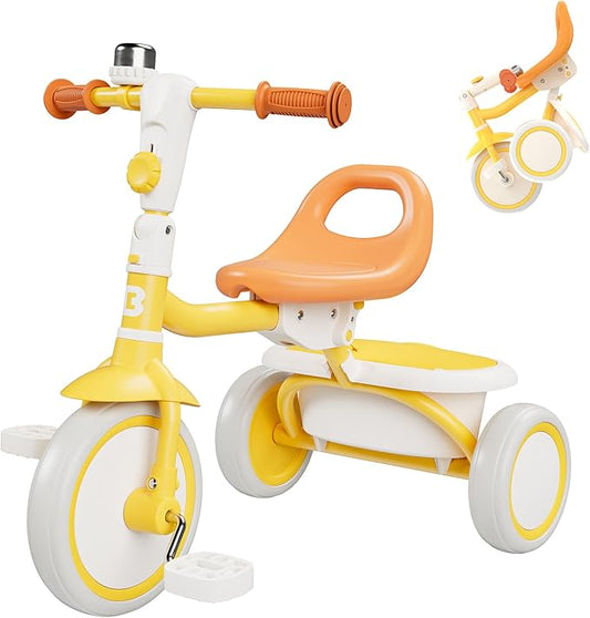besrey Toddler Tricycle with Bell, Kids Tricycle Age 18 Months to 5 Years, Kids Trike, Toddler Bike for 1.5-5 Year Olds, Baby Trike, Gifts & Toys for Boys & Girls, Yellow