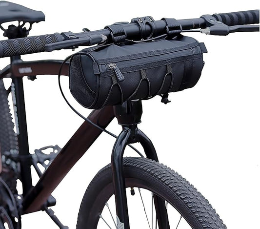 2.5L Bike Handlebar Bag, Waterproof Bicycle Accessories, Bike Frame Front Pouch with Zipper and Shoulder Strap