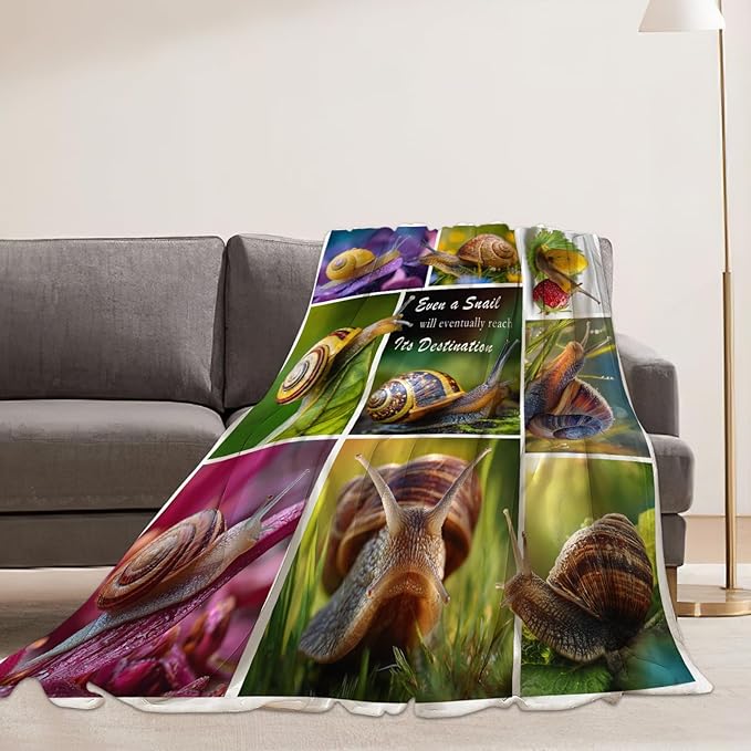 Snail Blanket Snail Lover Throw Blankets Gifts for Girls Boys Kids Soft Cozy Fleece Plush for Couch Sofa Bed 50"x40"
