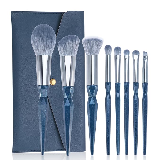Sapphire Blue Makeup Brush Set Professional, Vegan Makeup Brushes Set, Makeup Brush Set with Case, Glitter Cosmetic Brushes Makeup Set, Make up Brushes Vegan, Make up Brushes Set Professional