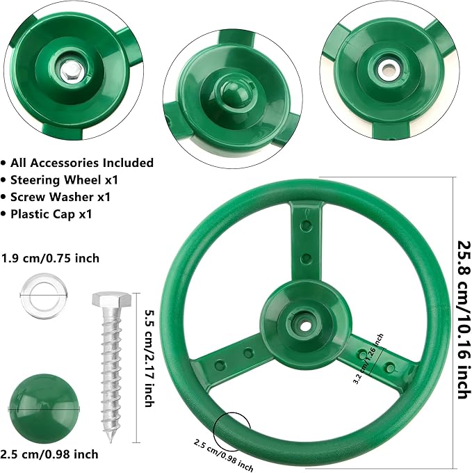 Playground Steering Wheel Accessories Plastic Swingset Steering Wheel Pirate Ship Steering Wheel Playset for Outdoor Backyard Treehouse Playground Jungle Gym (1, Green)
