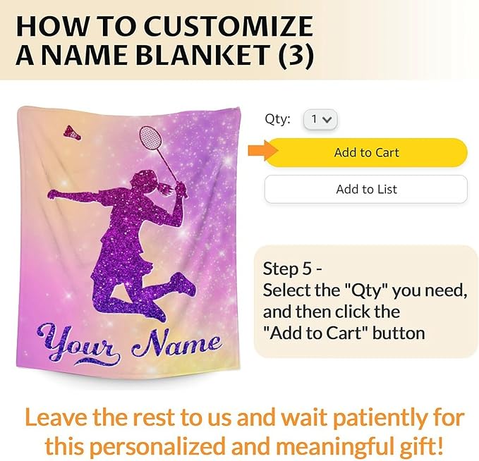 Personalized Girls Blanket Gifts-Badminton Throw Blanket for Women Kids Teens- 60x80 Inches Pink Soft Sport Blankets for Couch Sofa Bed- Custom Badminton Lovers Gifts