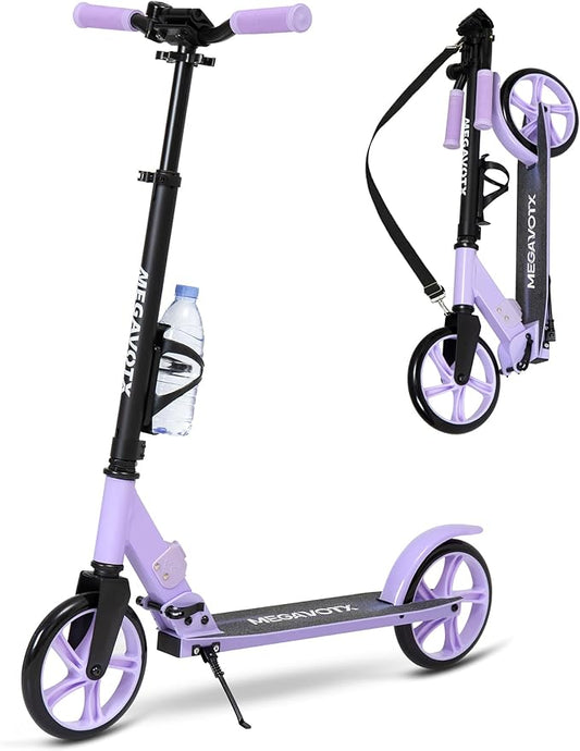 Foldable Kids Scooter with 8 inch Sturdy Wheels - Scooters for Kids, Teens, Adults Ages 8+, Adjustable Handlebar, Gift for Boys&Girls, 220lbs Max Load, Bearing ABEC7,Cup Holder