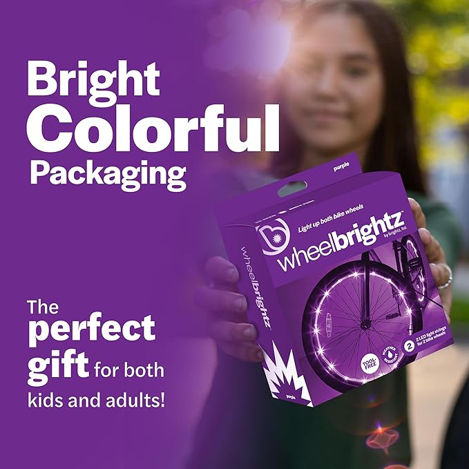 Brightz WheelBrightz LED Bike Wheel Lights - 2025 Edition with Superior Straps & LED-Weatherproof Shield! 14 Colors - Unmatched Durability, Visibility & 48+ Hours of Dazzling Illumination