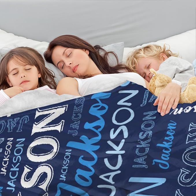 Ship Next Day, Personalized Baby Blanket with Name - Printed in USA, Custom Name Blanket for Boys Girls Kids, Customized Flannel Blankets Gifts for Teen Shower Toddlers Christmas Brithday