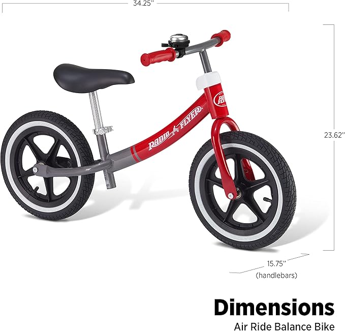 Radio Flyer Air Ride Balance Bike, Toddler Bike, Red and Black Bike for Ages 1.5-5 (Amazon Exclusive)
