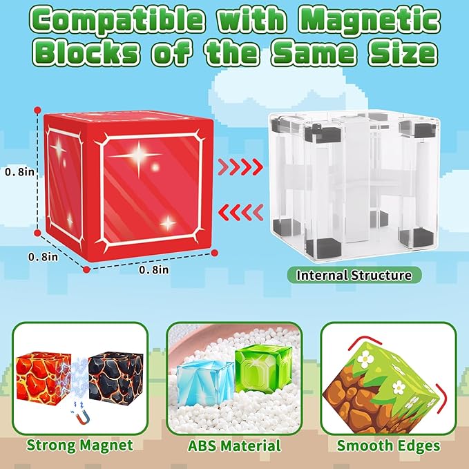 Magnetic Blocks, 100 PCS Magnetic Building Blocks Cubes - Stacking Magnet Toys for Kids Toddlers Ages 4-8 8-12, Magnetic Tiles STEM Toys Christmas Birthday Gifts for Boys Girls (0.8IN/2CM)