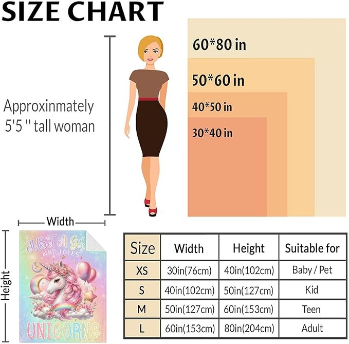 Unicorn Blanket Gifts, 40 x 50 Inches Soft Lightweight Blankets for Girls - Pink Cute Throw for Sofa Couch