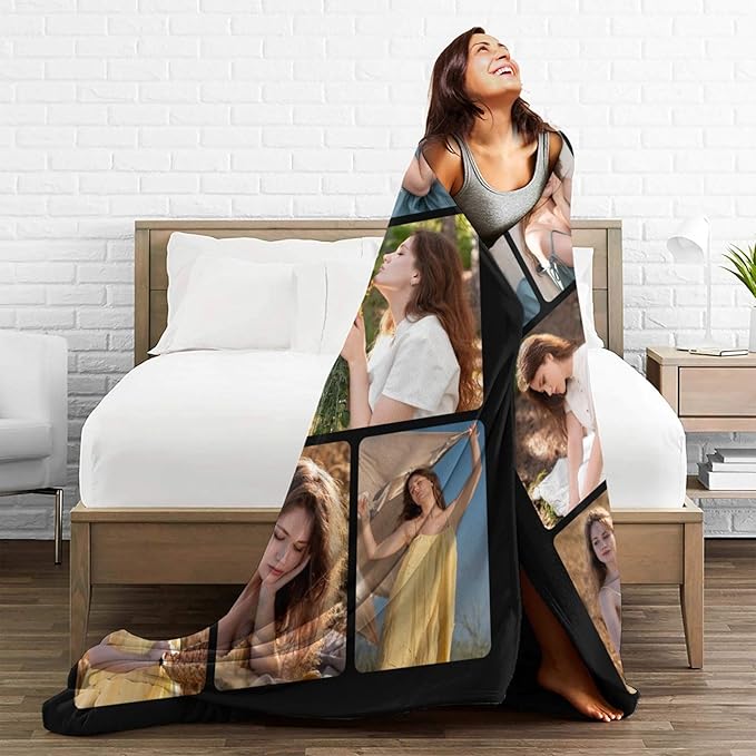 Custom Blanket with Photos, Personalized Blankets with Picture, I Love You Girlfriend Boyfriend Couples Gifts, for Birthday Christmas Women Men Adult Kids Mom Dad Wife Husband