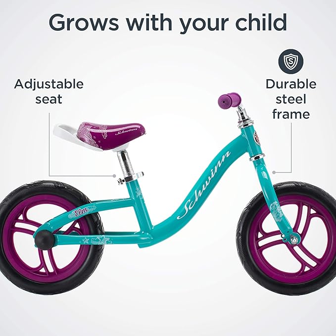 Schwinn Elm and Koen Bike or Balance Bike, 12-20 Inch Bike for Kids Ages 2-13, Black, Blue, Red, Teal, Pink or Purple, SmartStart Ergonomic Design, Adjustable Seat Grows with Child, Training Bicycle