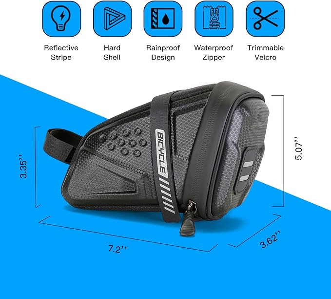 EVA hard shell waterproof bike saddle bag Seat bag Bike bag under seat 1 litre Bike tail bag Bike Rear bag Bike riding Accessories Storage bag Bike wedge bag Mountain road bike