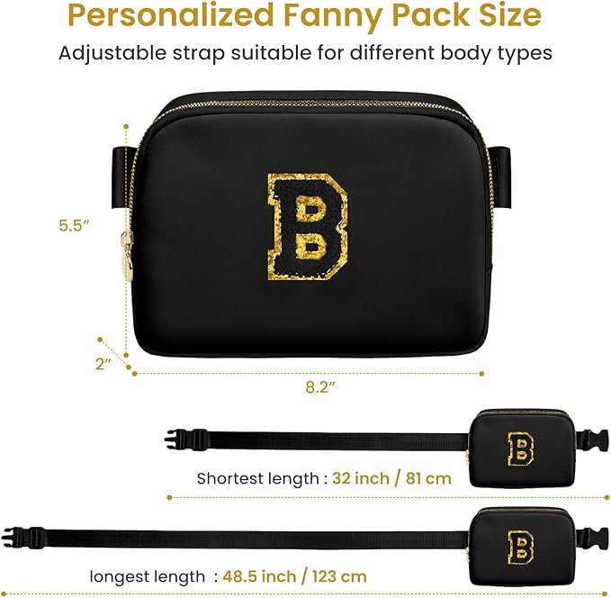 Birthday Gifts for 8 9 10 11 12 13 14 15 16 17 18 Year Old Girls,Graduation Gifts for Teens Kids Daughter Sister Her, Mini Fanny Pack Crossbody Bag Belt Bag Cute Trendy Stuff (Black,B)