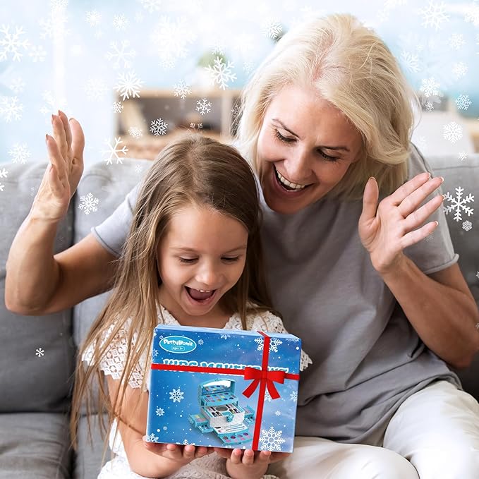 PERRYHOME Kids Makeup Set for Girl 56 Pcs Washable Real Cosmetic, Non-Toxic Frozen Toys Toddler Makeup Kit, Princess Dress up Christmas & Birthday Girl Gift for 3 4 5 6 7 8 9 10 11 12 Year Old Girls