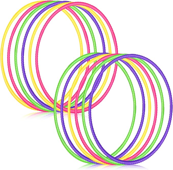 Sratte 12 Pcs Toy Hoop for Kid Detachable Adjustable Toy Hoop Colored Hoop Exercise Ring Plastic Circle for Kid Teen Gymnastics Dog Agility Equipment, Require Self Assembly(Fresh Color, 28 Inch)