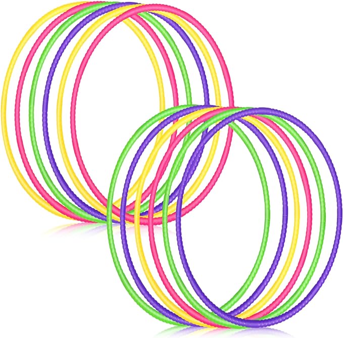 Sratte 12 Pcs Toy Hoop for Kid Detachable Adjustable Toy Hoop Colored Hoop Exercise Ring Plastic Circle for Kid Teen Gymnastics Dog Agility Equipment, Require Self Assembly(Simple Colors, 8 Inch)