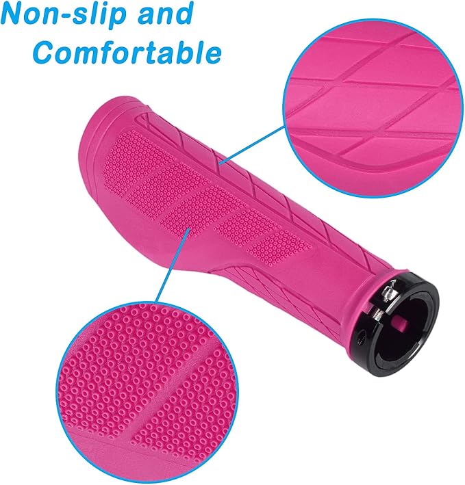 SOLODRIVE Ergonomic Design Mountain Bike Grips, Comfortable Bicycle Handlebar Grips, Single Lock-on and Non-Slip MTB Handle, Fit MTB, E-Bike, Hybrid, Scooter