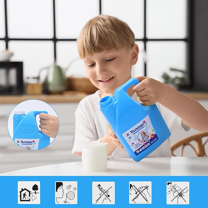 EagleStone Bubbles Solution Refill 2 Bottles 64 oz (Up to 5 Gallon) Concentrated, Giant Bubble Solution for Machines, Guns, Wands - Summer, Easter, Christmas Toys