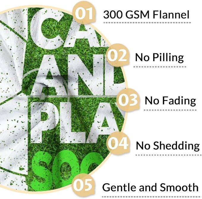 Personalized Soccer Blanket - 60x80 Inches Soft Fuzzy Cozy Blankets for Adults for Soccer Players - Sports Throw Blanket for Couch, Living Room & Bed