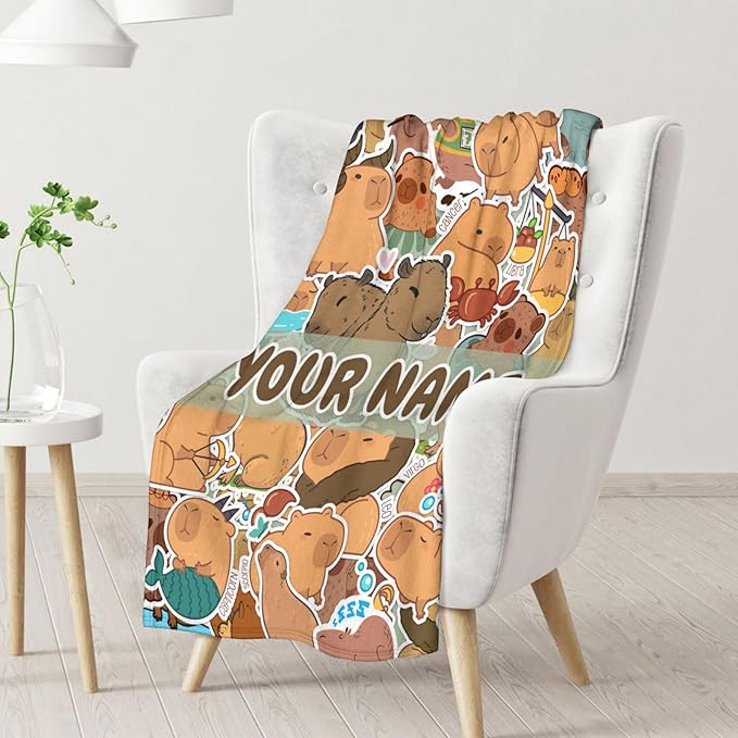 Personalized Blanket Gifts with Name - 40x30 Inches Cute Throw Blanket for Kids, Girls & Boys - Brown Soft Fuzzy Blankets for Lap, Chair