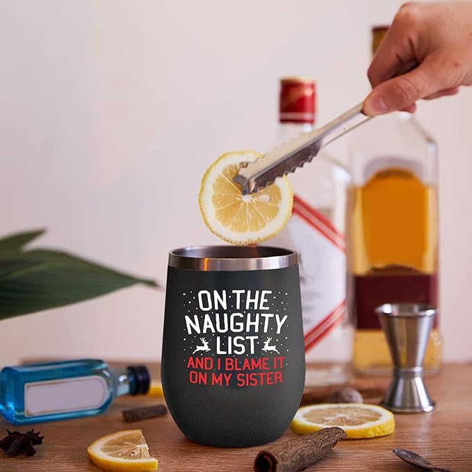 Nice Naughty Sister Do It Christmas Kids Family Lover Group 30 Oz Travel Coffee Cups Funny With Straw And Lid Gifts Him