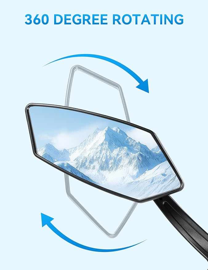 Bike Mirror Handlebar Mount 360° Adjustable 2pcs, Bike Accessories Bicycle Mirrors for Handlebars with Scratch Resistant Glass, E Bike Rear View Mirror for Scooter, Motorcycle