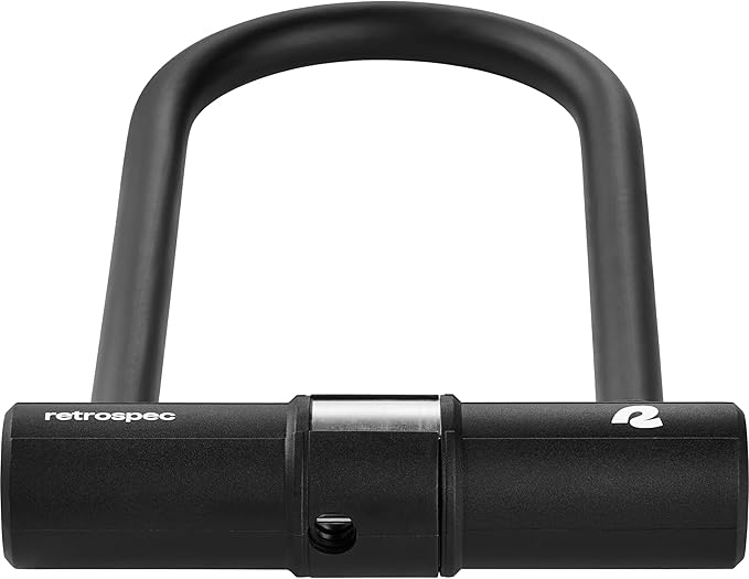 Retrospec Lookout U-Lock Bike Lock with 4Ft Security Cable, Heavy Duty Anti-Theft Bicycle Lock with 14mm Shackle, Pick Resistant & Secure Anti-Rotation Design