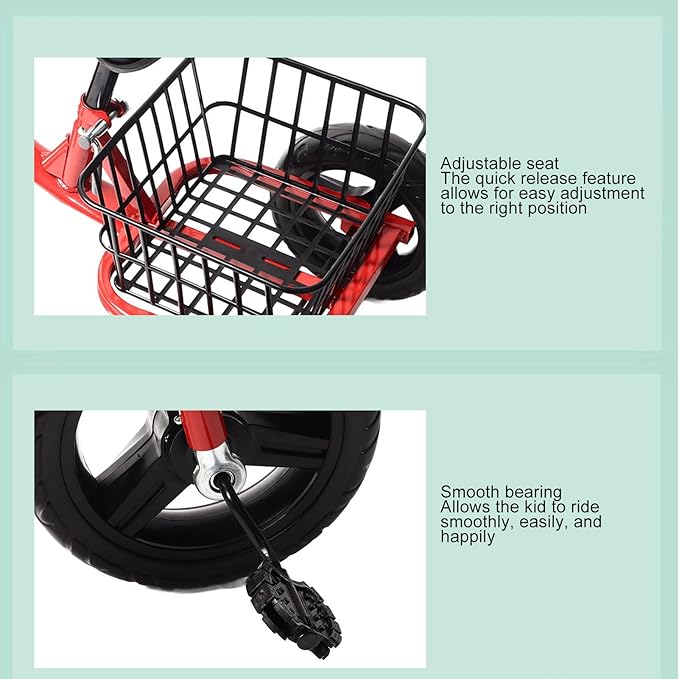 Kids Tricycle for 1-6 Year Olds Ride Fun for Kids, Toddler Tricycle, Pedal Design, Indoor and Outdoor Use, with Storage Basket, for Boys Girls Trike