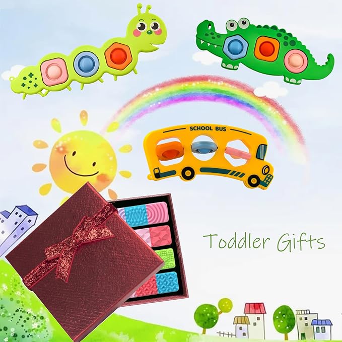 6Pc Fidget Popper Toys for Kids Sensory Strips Sensory Push and Popping Bubbles Montessori Busy Toy, Textured Suction Sensory Toys for with Autism, Pop for Classroom Gifts for Kids