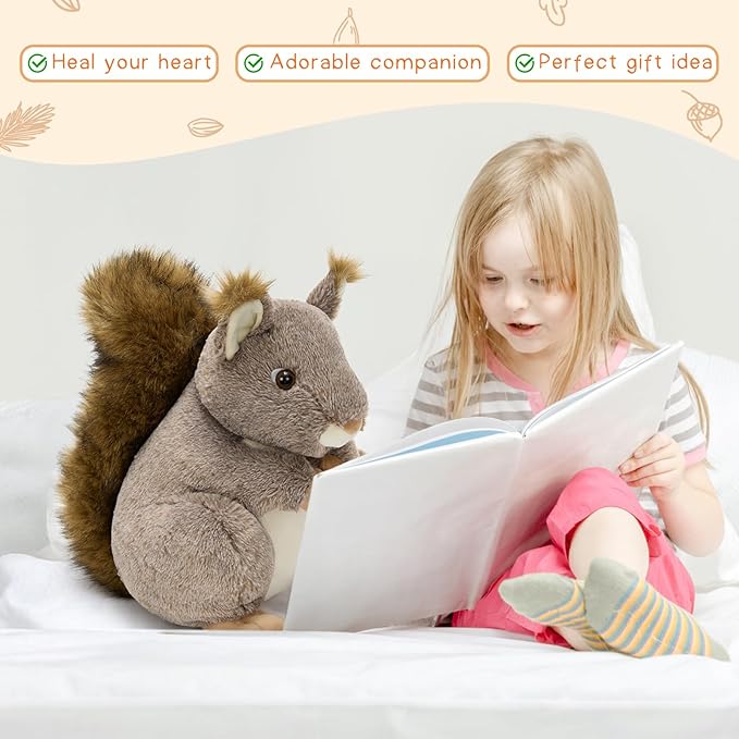 MaoGoLan Giant Squirrel Stuffed Animal,17.7" Realistic Squirrel Plush Toys with Cute and Fluffy Tails,Big Stuffed Squirrel Gift for Forest Animal Lover,Girls,Boys,Kids,Baby Shower