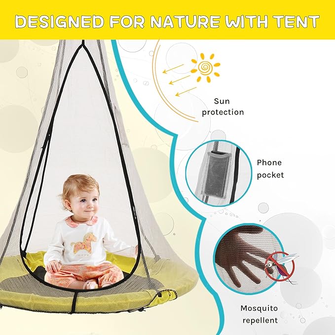 SkyBound Tree Swing Saucer Swing - 600LB Weight Capacity - Outdoor Swing with Hanging Straps - Waterproof Tree Swings for Kids - Tire Swings for Trees - Durable Flying Swing Seat for Children