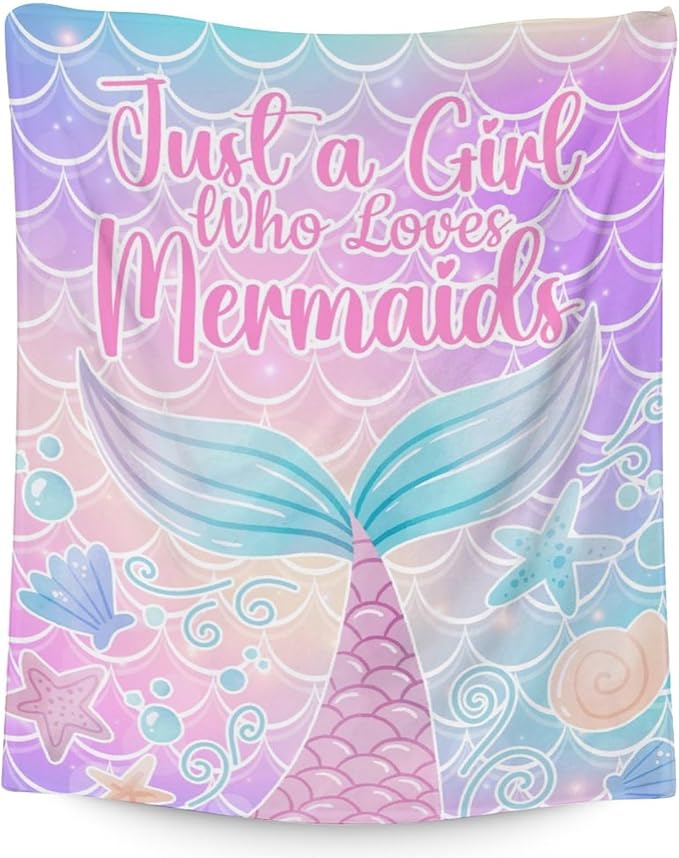 Mermaid Tail Blanket - Soft, Fuzzy & Warm - 60"x80" Twin Size Blanket for Bed, Couch & Living Room - Colorful Cute Throw Gifts for Girls