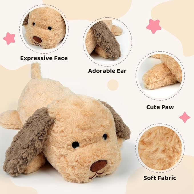 Puffpals Weighted Plush, Cute Labrador Weighted Stuffed Animal with Beads, Soft Sensory Plush Pillow Toy for Kids & Adults(13in, 1.6lbs)