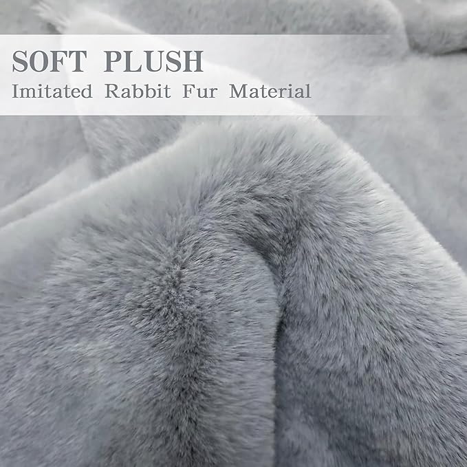 4x5.3 ft Grey Bear Shaggy Large Rug, Soft Fluffy Faux Sheepskin Fur Rug Fuzzy Shag Area Rug Cute Plush Carpet for Nursery Kids Girls Bedroom Room Aesthetic Living Room Floor Home Decor, Grey