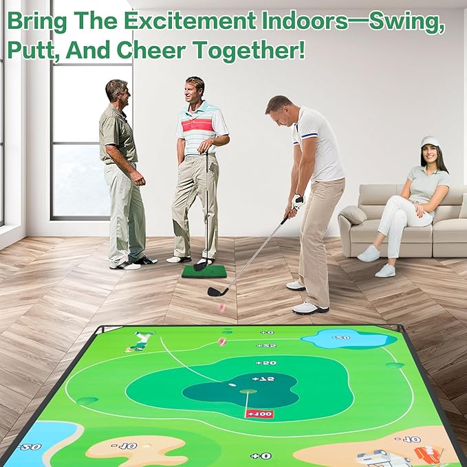 Golf Chipping Game Set, 71"x71" Outdoor Portable Sticky Golf Game, Indoor Chipping Practice with 2 Adjustable Clubs, 20 Sticky Balls for Young Adults, Fathers & Golfers Family Backyard