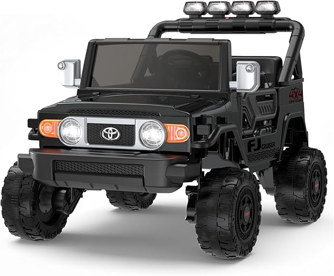 24V Ride on Toys for Kids, Licensed Toyota FJ, 2 Seater Ride on Car with Remote Control, Electric Car w/ 4-Wheeler Suspension, Led Light, Music, USB, Electric Vehicle for Age 3-8, Black