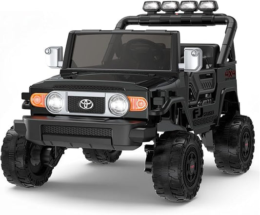 24V Ride on Toys for Kids, Licensed Toyota FJ, 2 Seater Ride on Car with Remote Control, Electric Car w/ 4-Wheeler Suspension, Led Light, Music, USB, Electric Vehicle for Age 3-8, Black