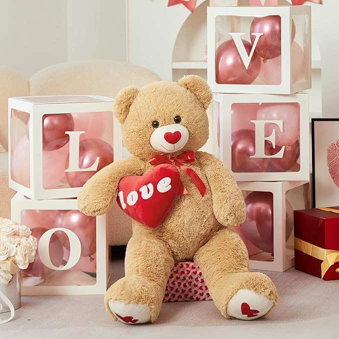 MorisMos 33inch Love Heart Red Giant Teddy Bear, I Love You Stuffed Animal Soft Large Bear Plush Gift Girlfriend Boyfriend