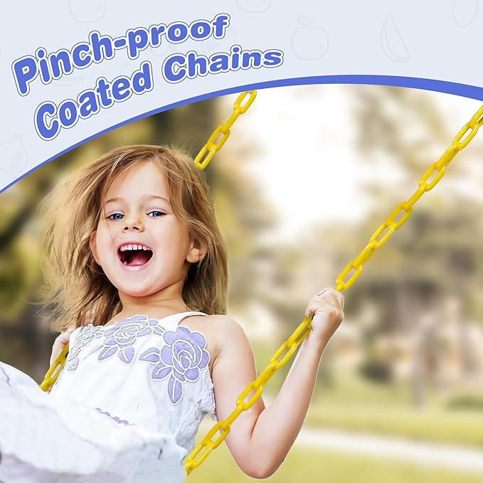 RedSwing 2 Pcs Kids Belt Swing, EVA Swings Seat with 2 Heavy Duty Metal Chains, Playground Tree Swing Set Accessories, Safe and Durable, for Outdoor Backyard and Playground Play, Blue